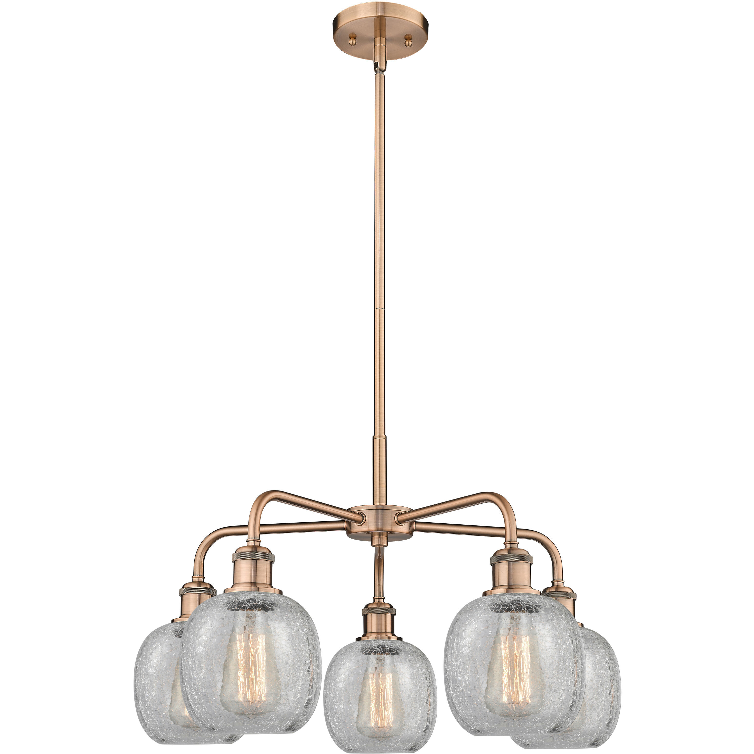 Belfast 5 Light 24 inch Antique Copper Chandelier Ceiling Light in Clear Crackle Glass