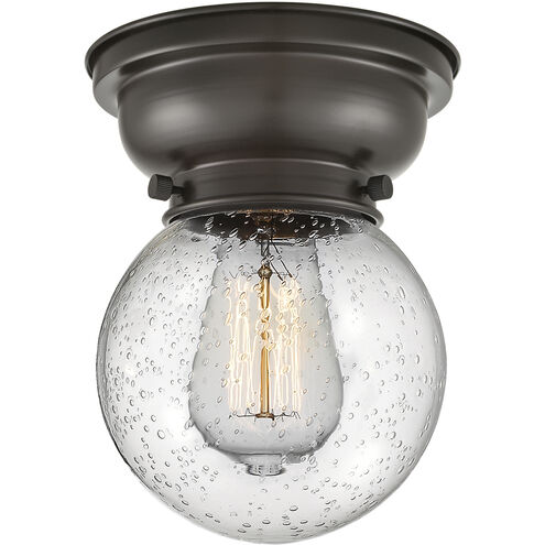 Aditi Beacon LED 6.25 inch Oil Rubbed Bronze Flush Mount Ceiling Light in Seedy Glass, Aditi