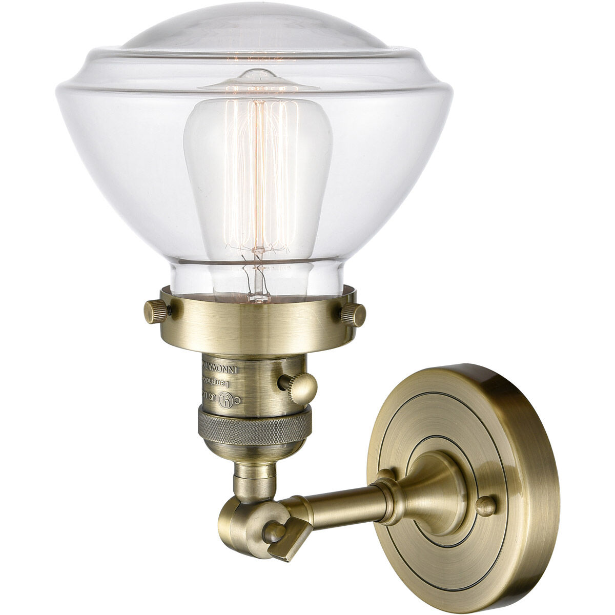 Franklin Restoration Olean 1 Light 7 inch Antique Brass Sconce Wall Light in Clear Glass, Franklin Restoration