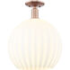 Arcadia White Venetian 1 Light 13.75 inch Antique Copper Semi-Flush Mount Ceiling Light