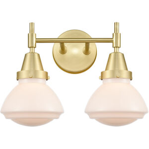 Caden LED 16 inch Satin Brass Bath Vanity Light Wall Light in Matte White Glass