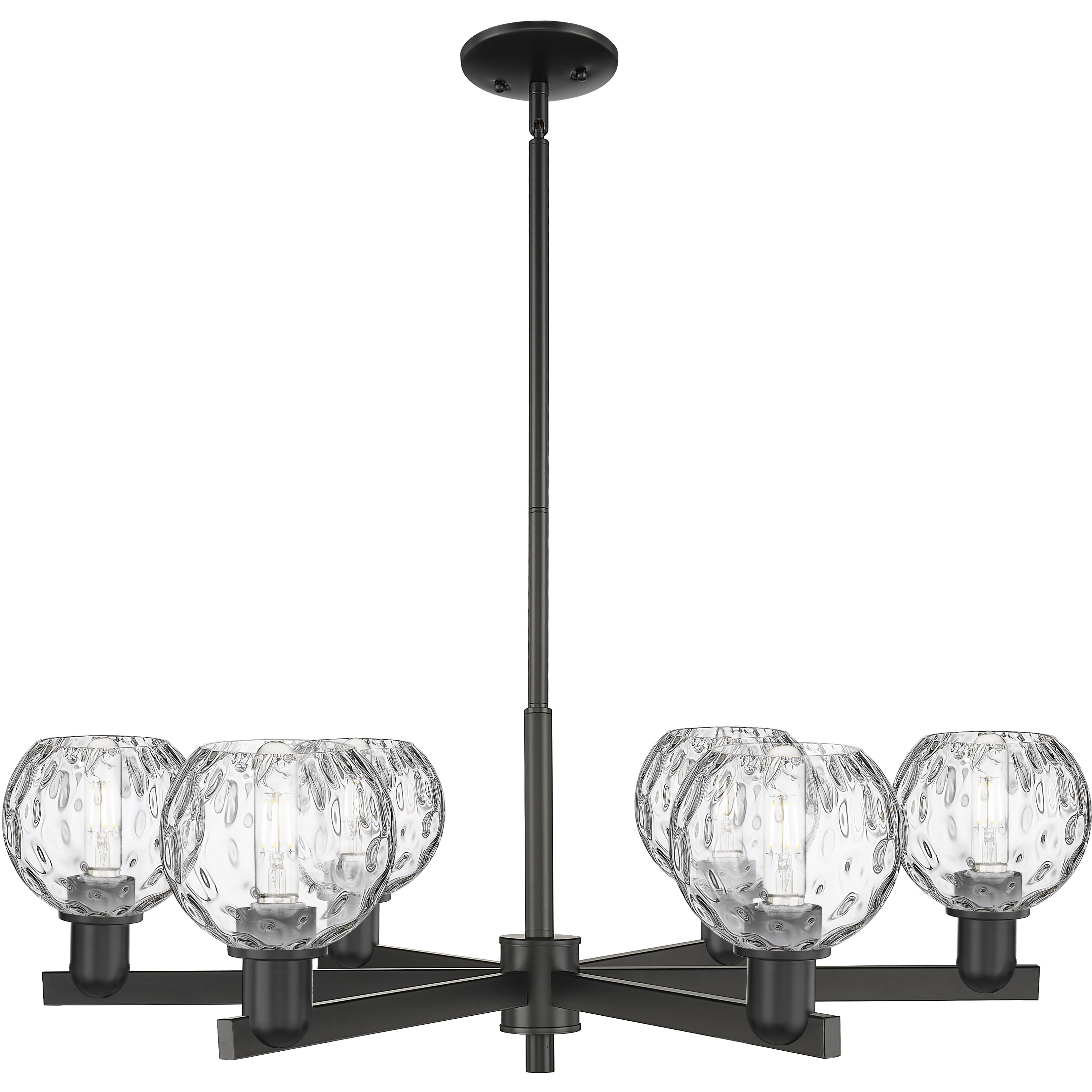 Arcadia Athens Water Glass 6 Light 35.75 inch Matte Black Chandelier Ceiling Light