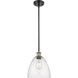 Ballston Dome LED 9 inch Black Antique Brass Mini Pendant Ceiling Light in Seedy Glass