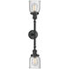Franklin Restoration Small Bell LED 16 inch Matte Black Bath Vanity Light Wall Light in Seedy Glass, Franklin Restoration