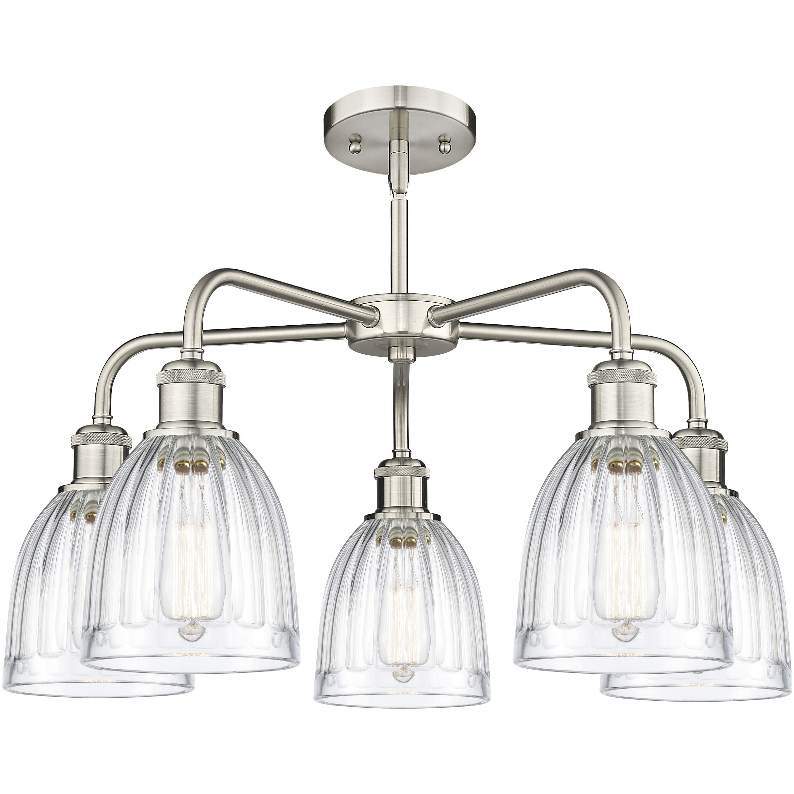 Brookfield 5 Light 23.75 inch Satin Nickel Chandelier Ceiling Light in Clear Glass