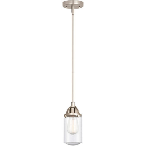 Nouveau 2 Dover LED 5 inch Brushed Satin Nickel Mini Pendant Ceiling Light in Seedy Glass