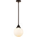 Nouveau 2 Beacon 1 Light 8 inch Oil Rubbed Bronze Mini Pendant Ceiling Light in Matte White Glass