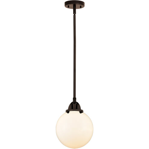 Nouveau 2 Beacon 1 Light 8 inch Oil Rubbed Bronze Mini Pendant Ceiling Light in Matte White Glass