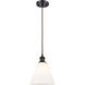 Ballston Cone 1 Light 8 inch Oil Rubbed Bronze Mini Pendant Ceiling Light in Matte White Glass