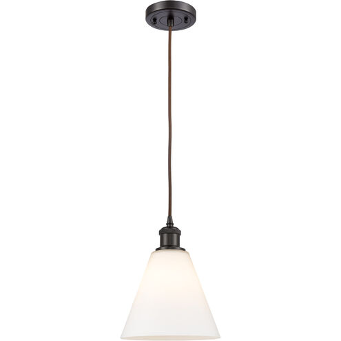 Ballston Cone 1 Light 8 inch Oil Rubbed Bronze Mini Pendant Ceiling Light in Matte White Glass