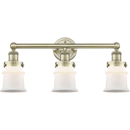 Canton 3 Light 23.25 inch Antique Brass Bath Vanity Light Wall Light in Matte White