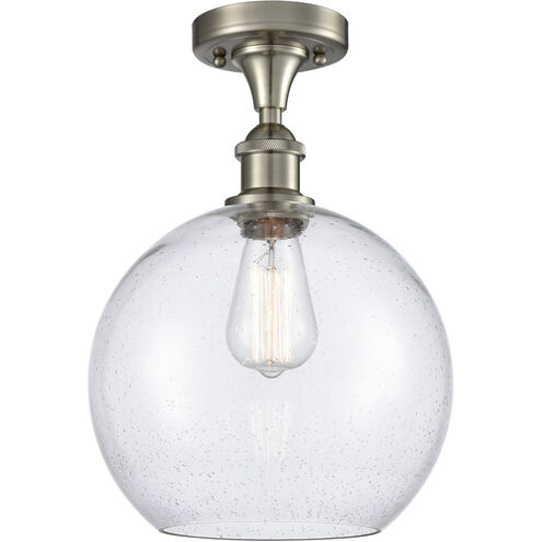 Ballston Large Athens 1 Light 10 inch Brushed Satin Nickel Semi-Flush Mount Ceiling Light in Seedy Glass, Ballston