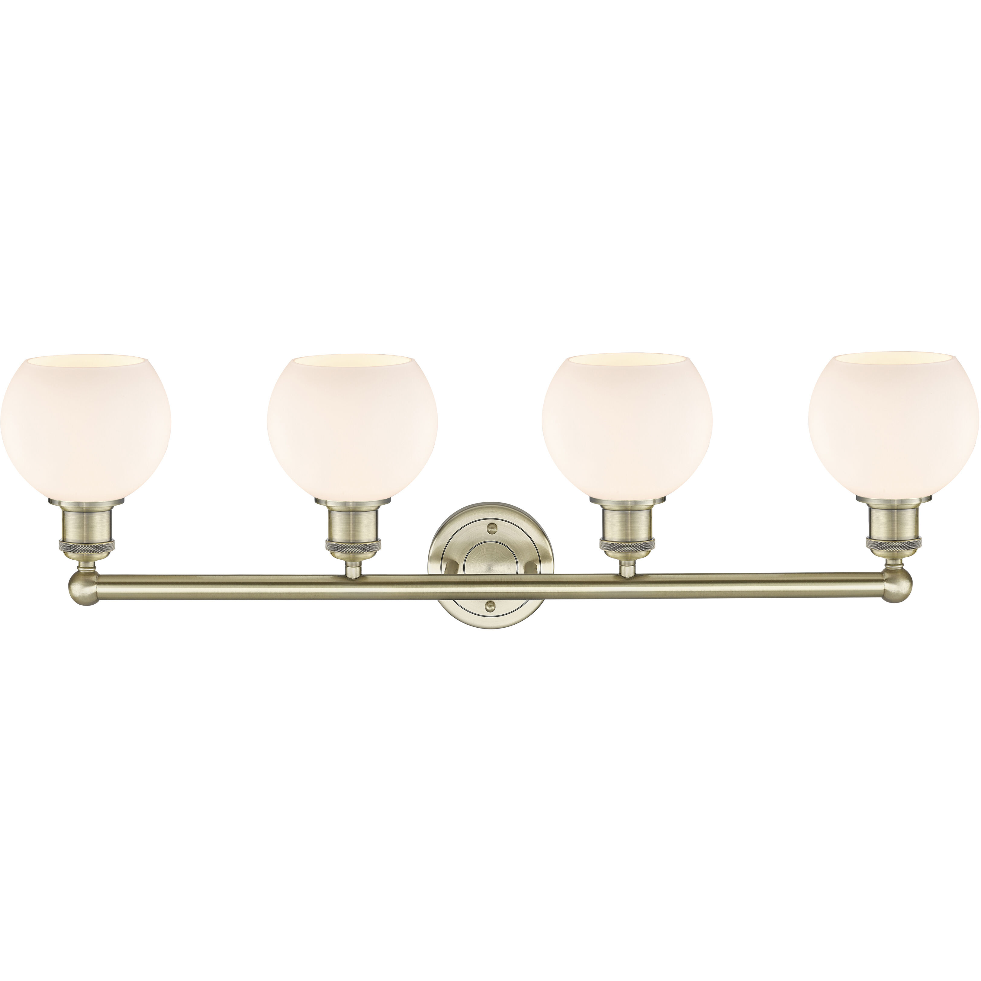 Athens 4 Light 33 inch Antique Brass Bath Vanity Light Wall Light in Matte White