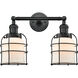 Franklin Restoration Small Bell Cage LED 6 inch Matte Black Bath Vanity Light Wall Light in Matte White Glass, Franklin Restoration