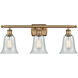 Ballston Hanover 3 Light 26 inch Brushed Brass Bath Vanity Light Wall Light in Fishnet Glass, Ballston