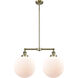 Franklin Restoration XX-Large Beacon LED 27 inch Antique Brass Chandelier Ceiling Light in Matte White Glass, Franklin Restoration