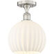 Edison White Venetian 1 Light 10 inch Brushed Satin Nickel Semi-Flush Mount Ceiling Light