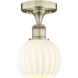 Edison White Venetian 1 Light 6 inch Antique Brass Semi-Flush Mount Ceiling Light