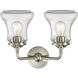 Nouveau Bellmont 2 Light 14 inch Brushed Satin Nickel Bath Vanity Light Wall Light in Clear Glass, Nouveau