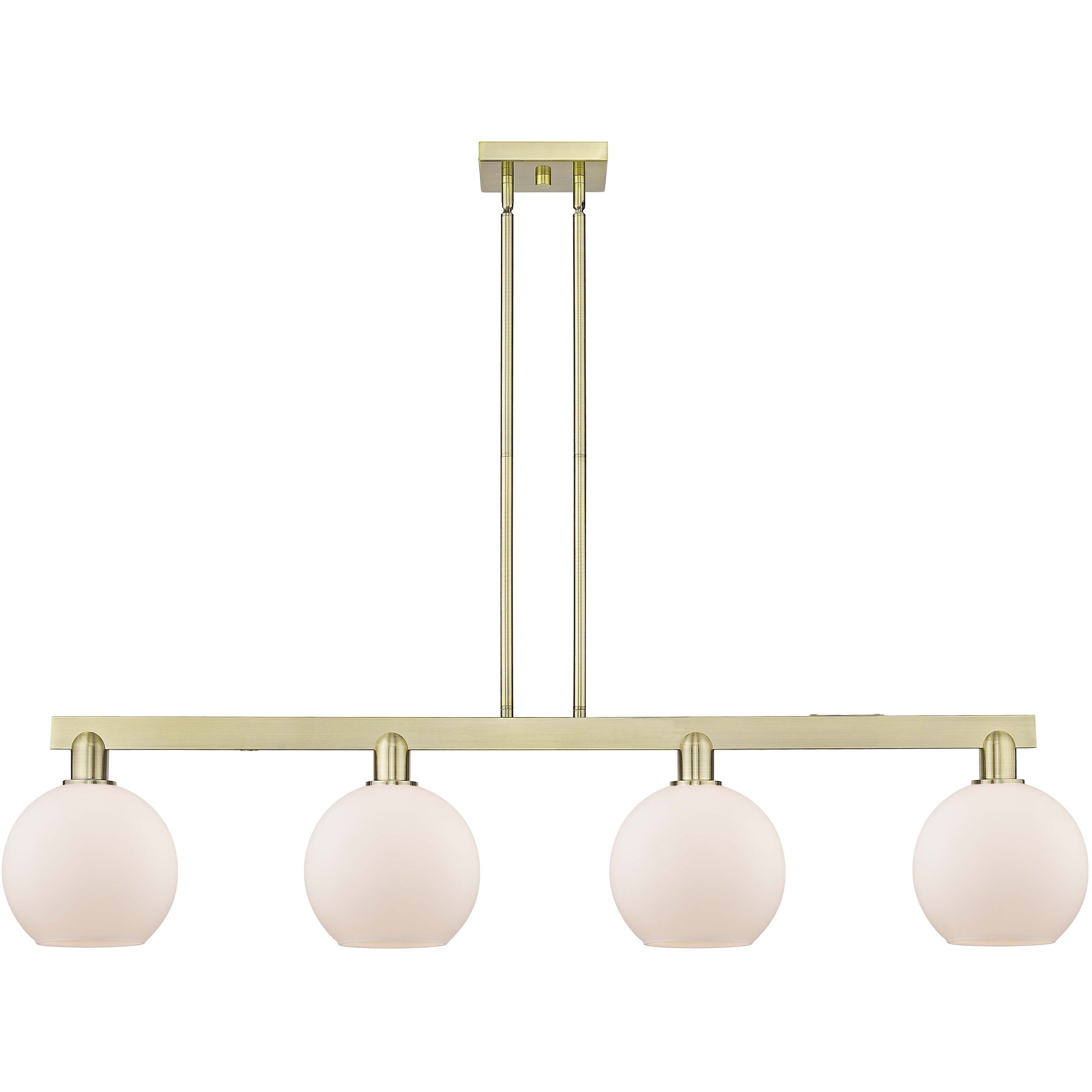Arcadia Athens Island Light Ceiling Light in Antique Brass, Matte White