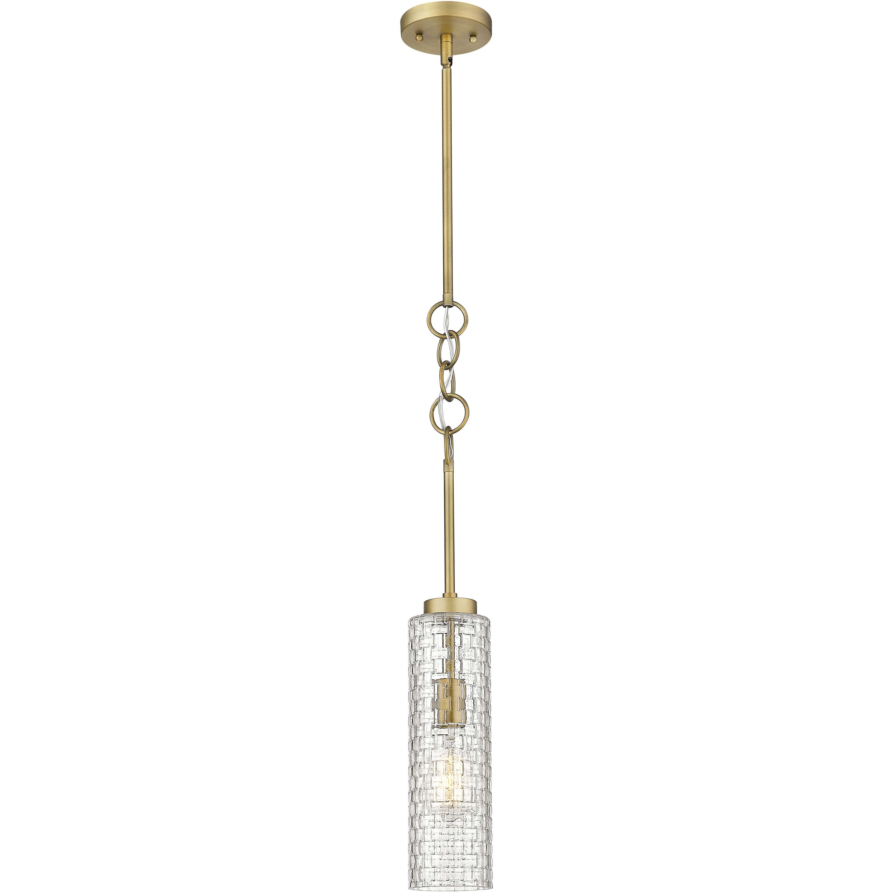 Wexford 1 Light 4 inch Brushed Brass Mini Pendant Ceiling Light in Incandescent, Clear Basket Weave Glass