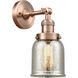 Franklin Restoration Small Bell LED 5 inch Antique Copper Sconce Wall Light in Silver Plated Mercury Glass, Franklin Restoration