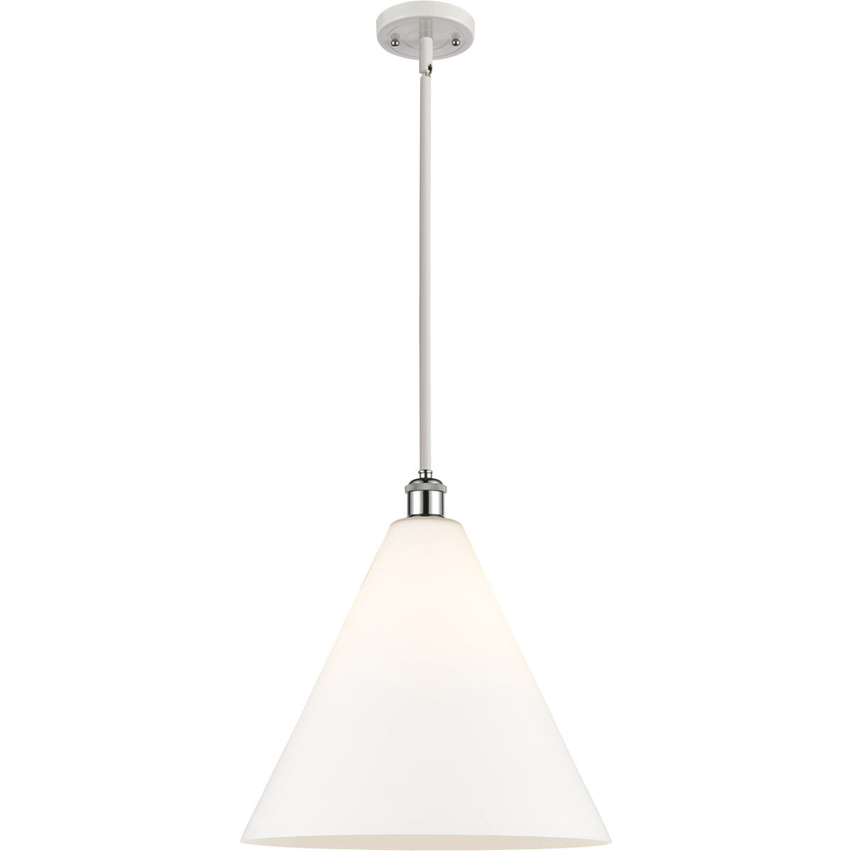 Ballston Cone LED 16 inch White and Polished Chrome Pendant Ceiling Light in Matte White Glass