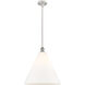 Ballston Cone LED 16 inch White and Polished Chrome Pendant Ceiling Light in Matte White Glass
