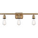 Ballston Bare Bulb 3 Light 26 inch Brushed Brass Bath Vanity Light Wall Light, Ballston