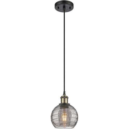 Ballston Athens Deco Swirl 1 Light 5.88 inch Black Antique Brass Cord Hung Mini Pendant Ceiling Light