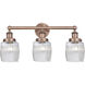 Colton 3 Light 24 inch Antique Copper and Clear Halophane Bath Vanity Light Wall Light
