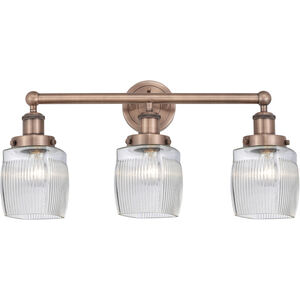 Colton 3 Light 24 inch Antique Copper and Clear Halophane Bath Vanity Light Wall Light