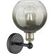 Edison Brookhaven Globe Armed Sconce Wall Light in Black Antique Brass, Slate Glass