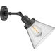 Franklin Restoration Large Cone 1 Light 8 inch Matte Black Sconce Wall Light in Seedy Glass, Franklin Restoration