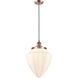 Franklin Restoration Bullet LED 12 inch Antique Copper Mini Pendant Ceiling Light in Matte White