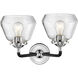 Nouveau Fulton 2 Light 15 inch Black Polished Nickel Bath Vanity Light Wall Light in Clear Glass, Nouveau