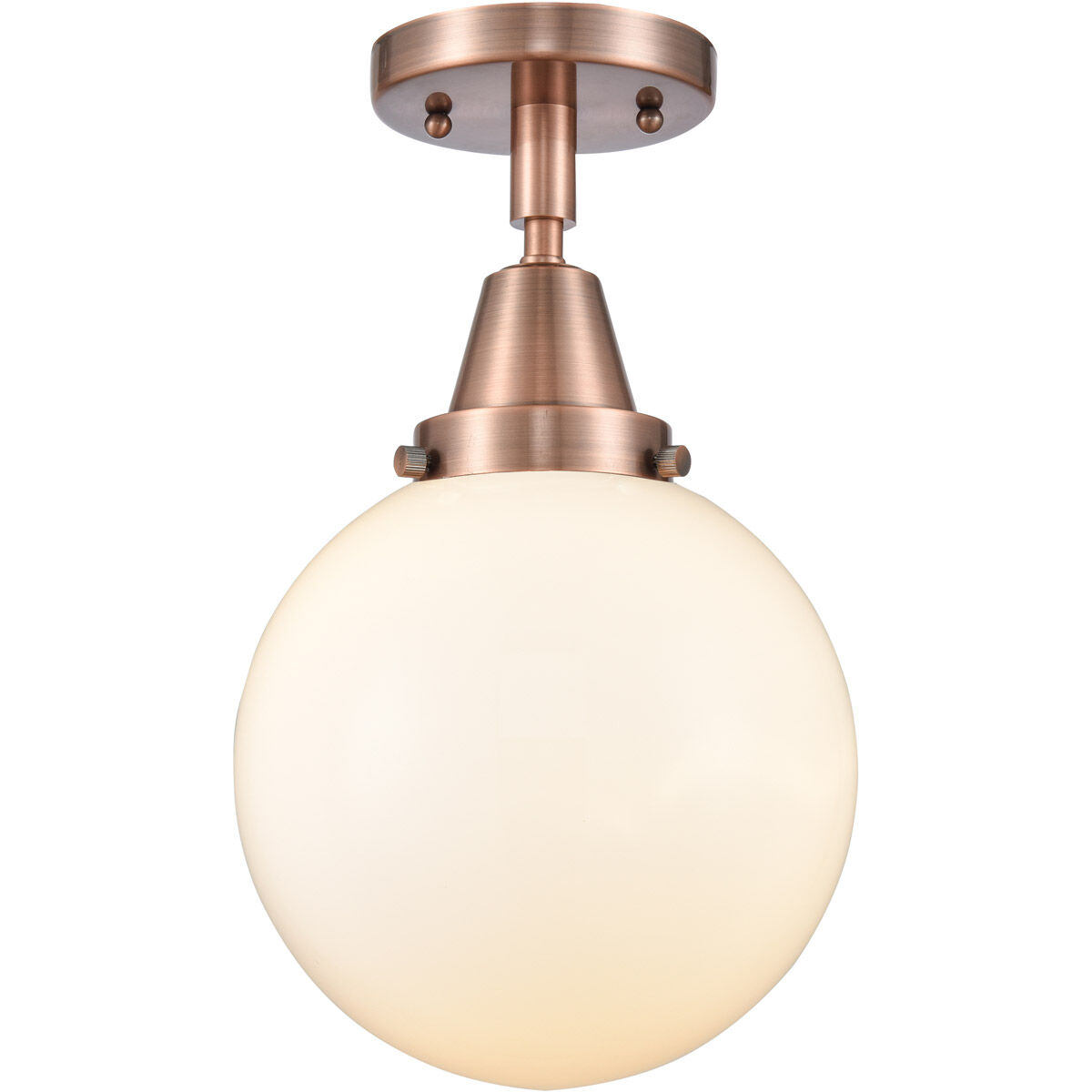 Beacon LED 8 inch Antique Copper Flush Mount Ceiling Light in Matte White Glass
