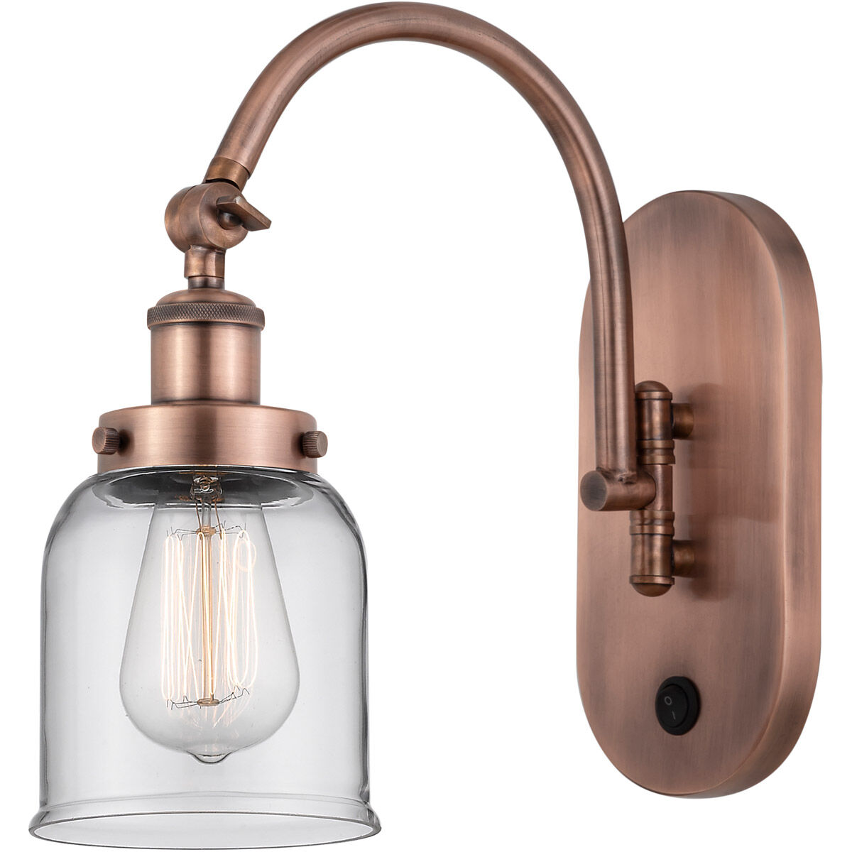 Franklin Restoration Bell LED 5 inch Antique Copper Sconce Wall Light in Clear Glass