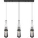 Milan 3 Light 36.13 inch Matte Black Linear Pendant Ceiling Light in Light Smoke Glass