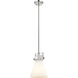 Newton Cone 1 Light 8 inch Polished Nickel Mini Pendant Ceiling Light in Matte White Glass