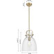 Downtown Urban Newton Bell 1 Light 10 inch Brushed Brass Mini Pendant Ceiling Light in Mercury