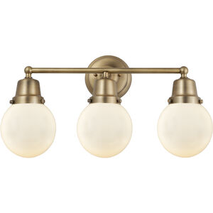 Aditi Beacon 3 Light 22 inch Brushed Brass Bath Vanity Light Wall Light in Matte White Glass