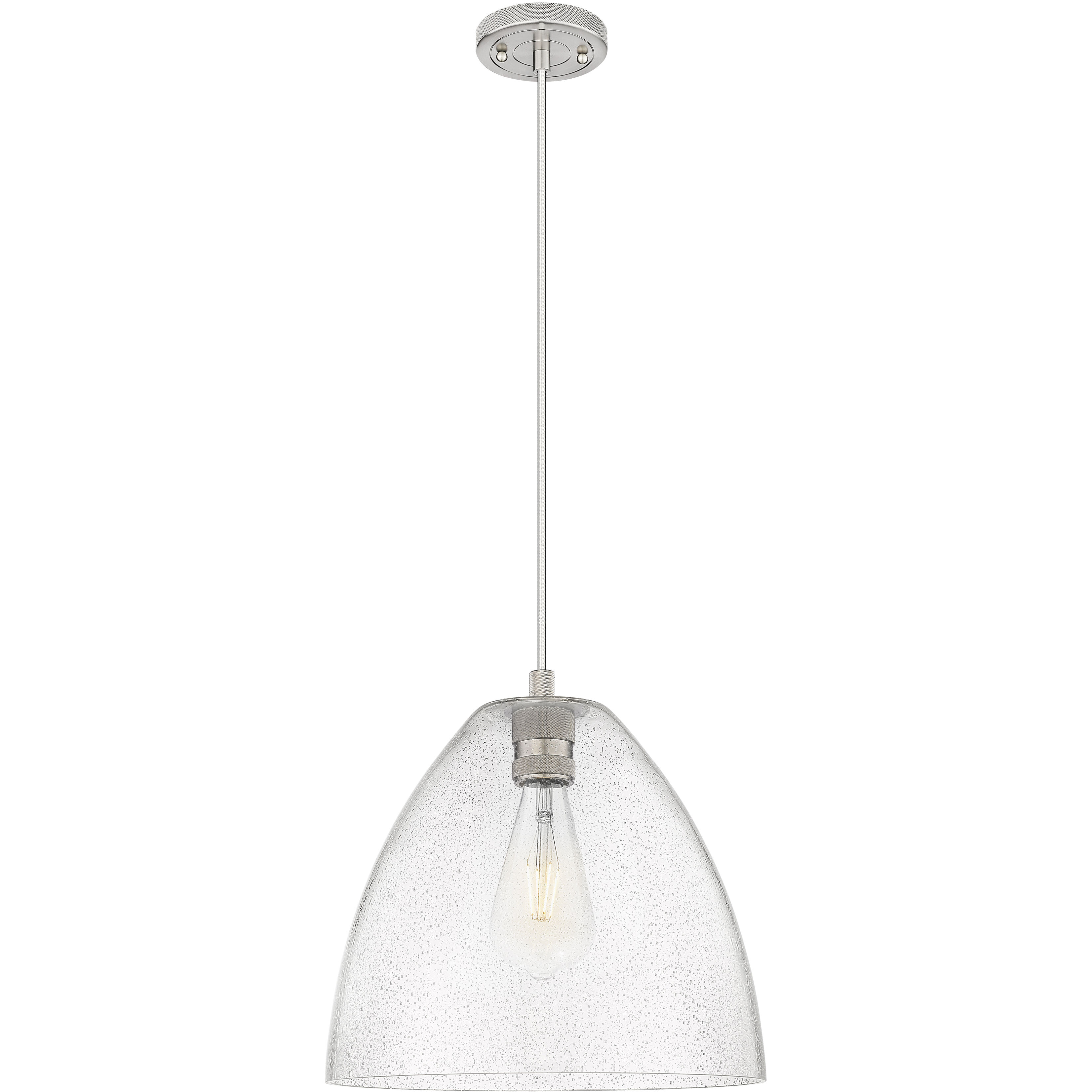 Crown Point 1 Light 12 inch Satin Nickel Pendant Ceiling Light in Seedy Glass