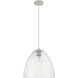 Crown Point 1 Light 12 inch Satin Nickel Pendant Ceiling Light in Seedy Glass