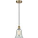 Edison Hanover 1 Light 6.25 inch Antique Brass Mini Pendant Ceiling Light in Mouchette Glass