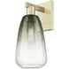 Brookhaven Almond Sconce Wall Light in Antique Brass, Slate Glass