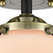 Nouveau Fulton LED 6.75 inch Black Antique Brass Semi-Flush Mount Ceiling Light in Matte White Glass, Nouveau