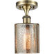 Ballston Cobbleskill LED 5 inch Antique Brass Semi-Flush Mount Ceiling Light in Mercury Glass, Ballston