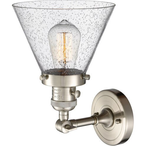Franklin Restoration Large Cone LED 8 inch Brushed Satin Nickel Sconce Wall Light, Franklin Restoration