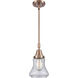 Franklin Restoration Bellmont LED 7 inch Antique Copper Mini Pendant Ceiling Light in Seedy Glass